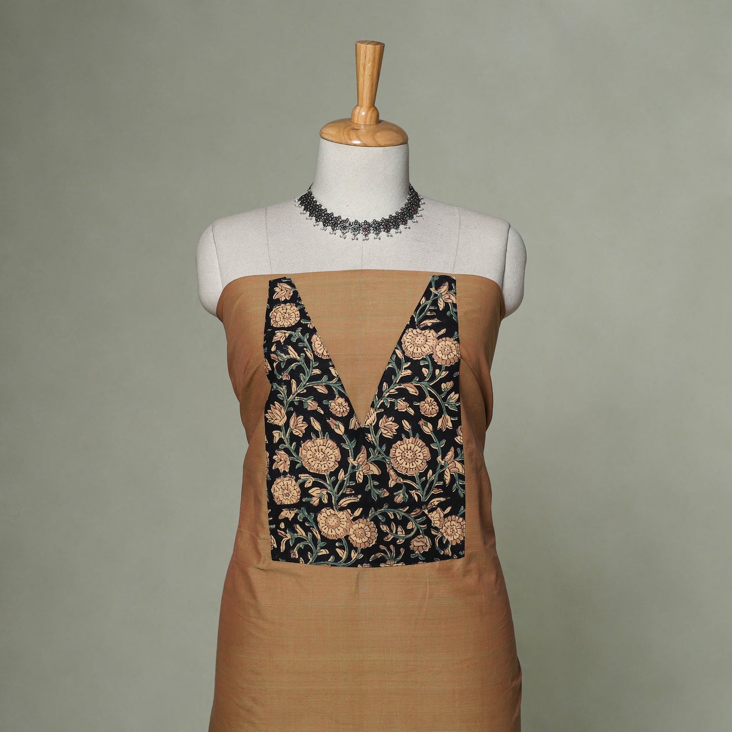 Mangalagiri handloom cotton patchwork unstitched kurta