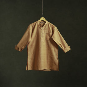 Brown - mangalagiri handloom cotton short kurta for men 15