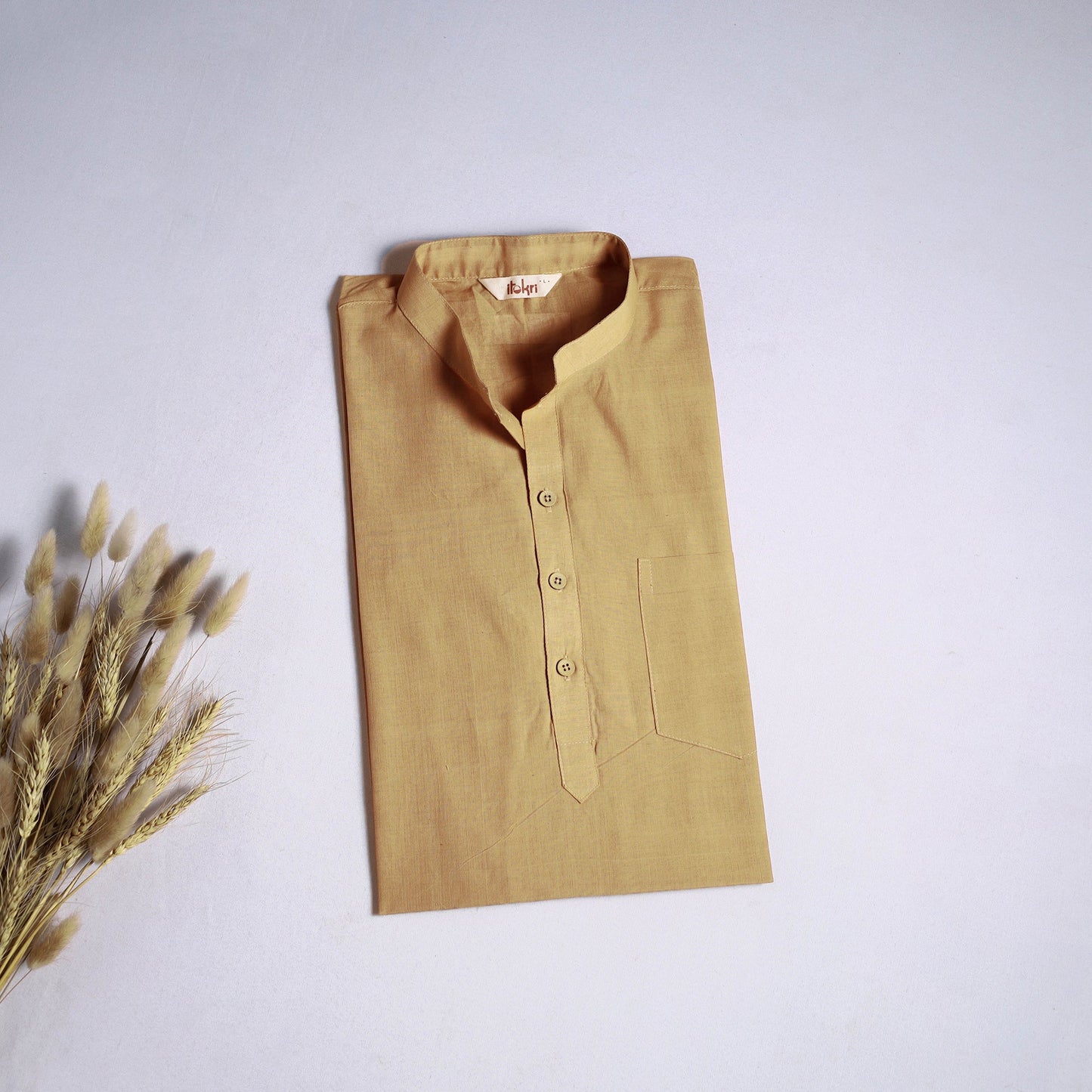 Brown - mangalagiri handloom cotton short kurta for men 15