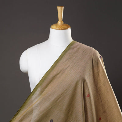 Brown Mangalagiri Handloom Cotton Thread Buti Fabric 