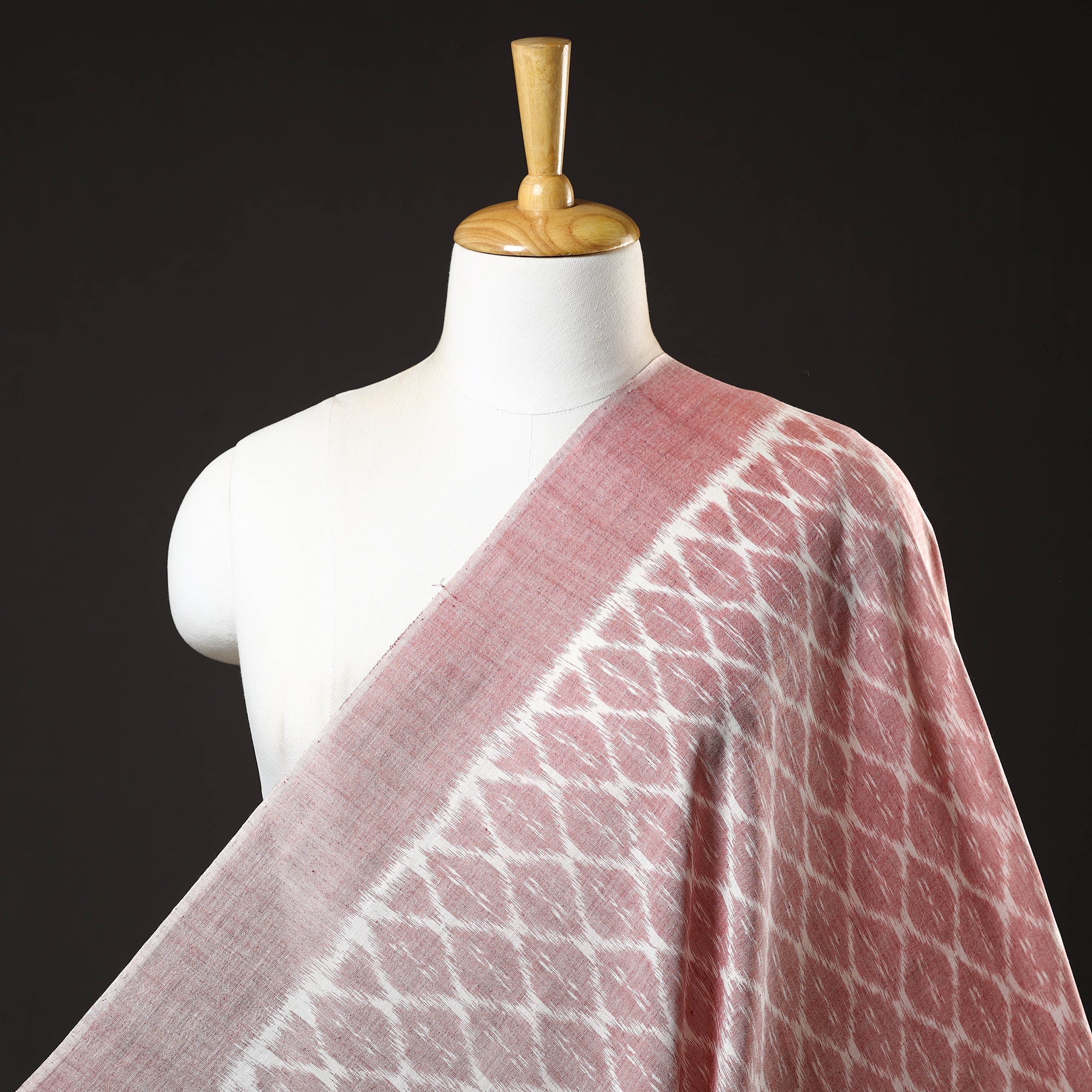 Blue - Maniabandha Ikat Weave Handloom Cotton Dupatta with Tassels
