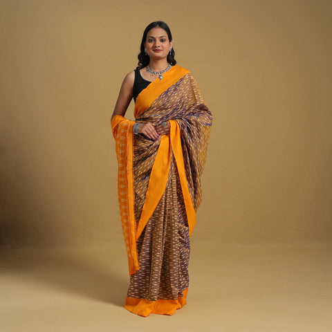 Mercerised Cotton Handloom Pochampally Ikat Saree