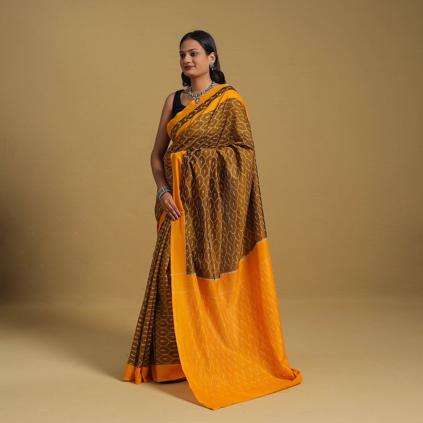 Mercerised Cotton Handloom Pochampally Ikat Saree