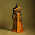 Brown - mercerised cotton handloom pochampally ikat saree