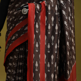 Brown - mercerised cotton handloom pochampally ikat saree