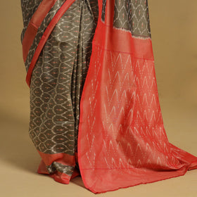 Brown Mercerised Cotton Handloom Pochampally Ikat Saree