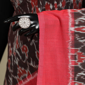 Brown - mercerised cotton handloom pochampally ikat saree