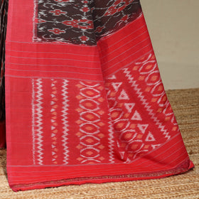 Brown - mercerised cotton handloom pochampally ikat saree
