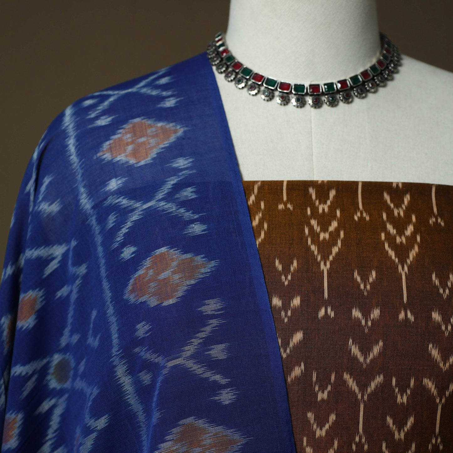 Handloom mercerised cotton pochampally ikat 2pc unstitched