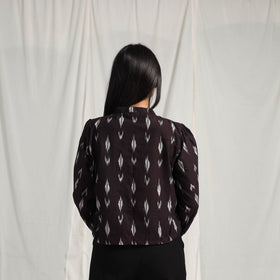  Brown Mercerised Cotton Pochampally Ikat Crop Top