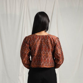 Buy Brown Mercerised Cotton Pochampally Ikat Crop Top