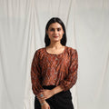 Buy Brown Mercerised Cotton Pochampally Ikat Crop Top