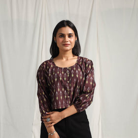 Buy Mercerised Cotton Pochampally Ikat Crop Top