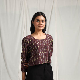 Buy Mercerised Cotton Pochampally Ikat Crop Top
