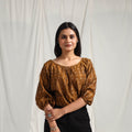Buy Brown Mercerised Cotton Pochampally Ikat Crop Top