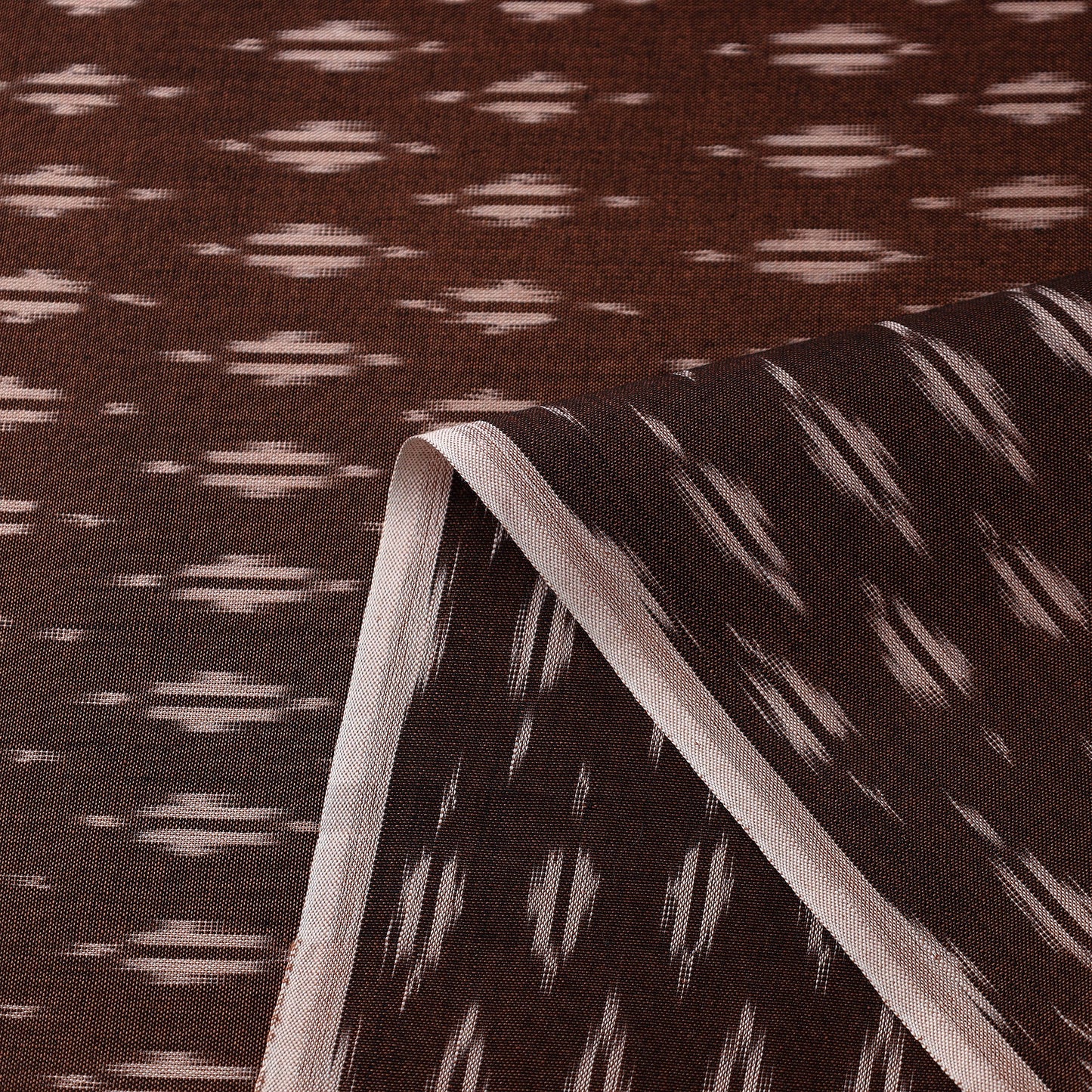  Brown Mercerised Cotton Pochampally Ikat Fabric