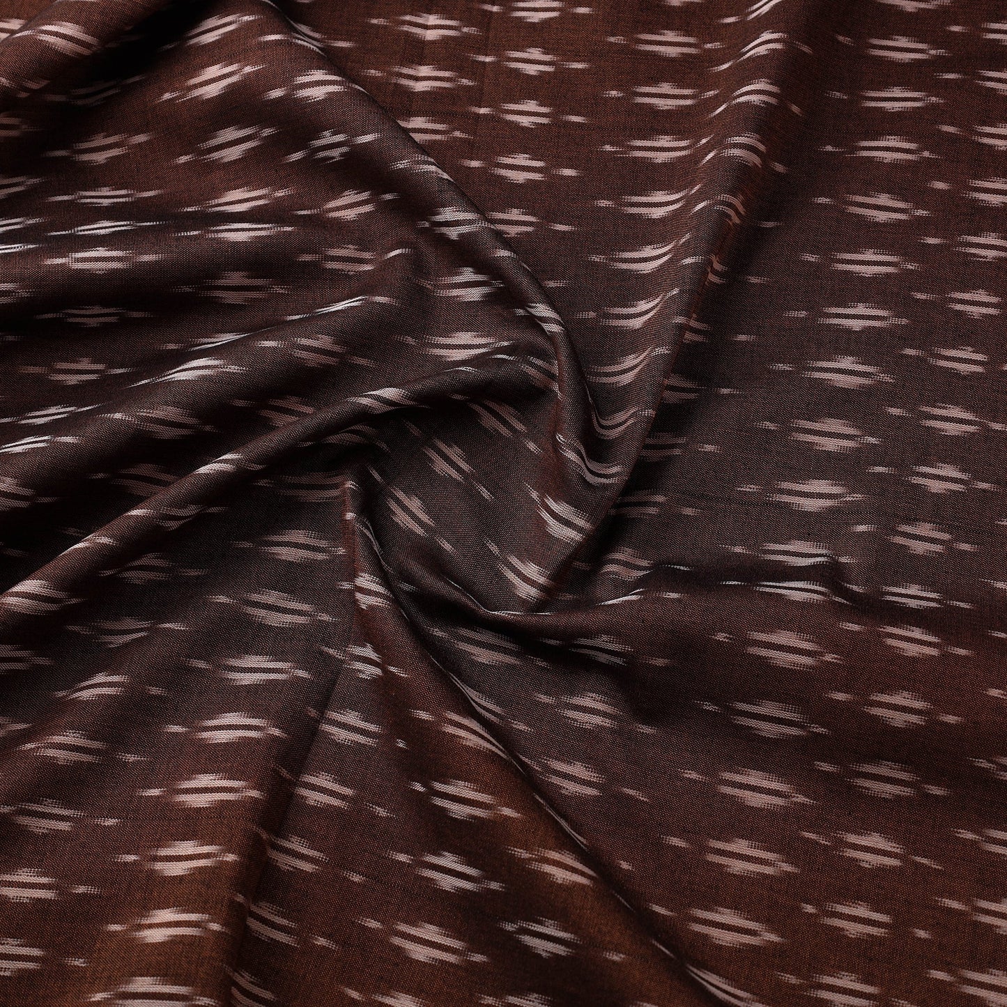  Brown Mercerised Cotton Pochampally Ikat Fabric