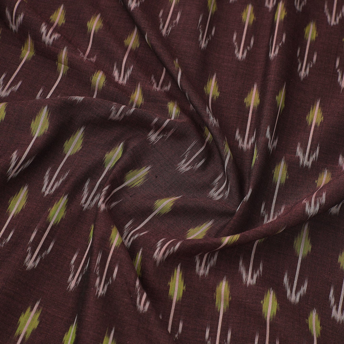 Buy Brown Mercerised Cotton Pochampally Ikat Fabric