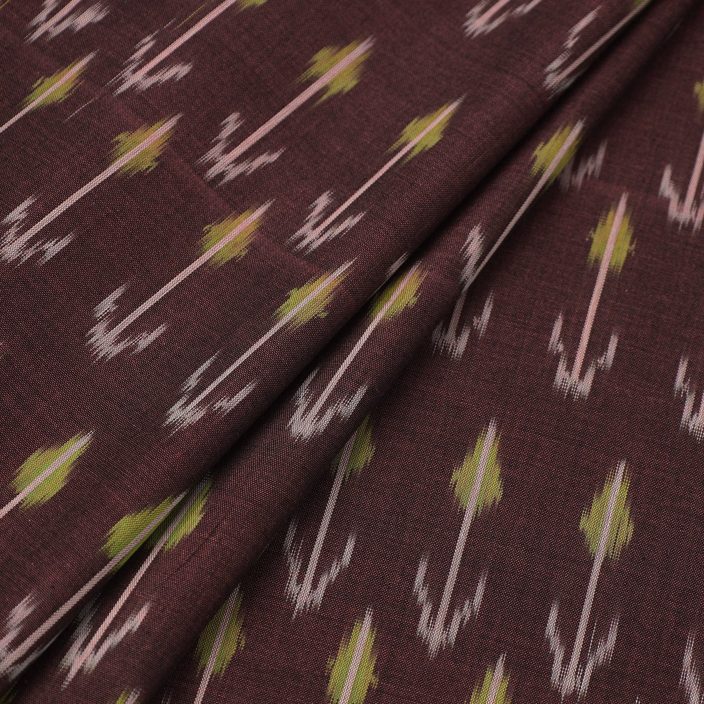 Buy Brown Mercerised Cotton Pochampally Ikat Fabric