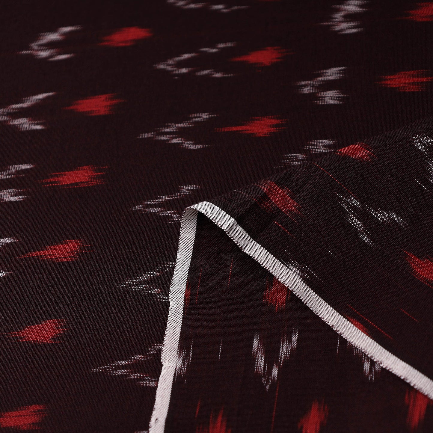  Brown Mercerised Cotton Pochampally Ikat Fabric