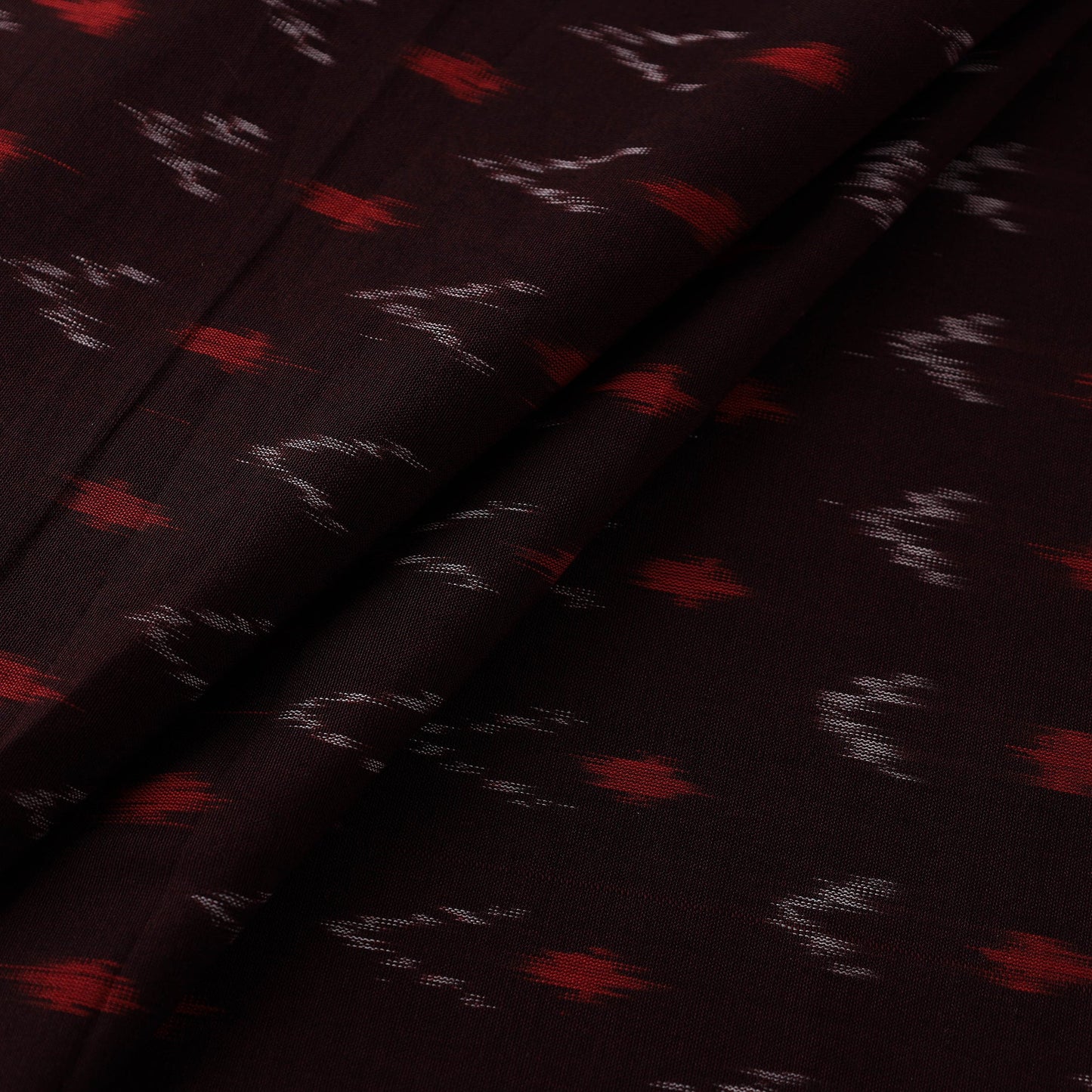  Brown Mercerised Cotton Pochampally Ikat Fabric