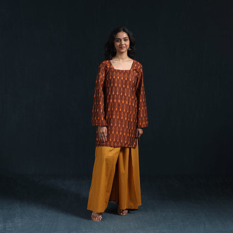 Mercerised cotton short pochampally ikat kurta for women 13