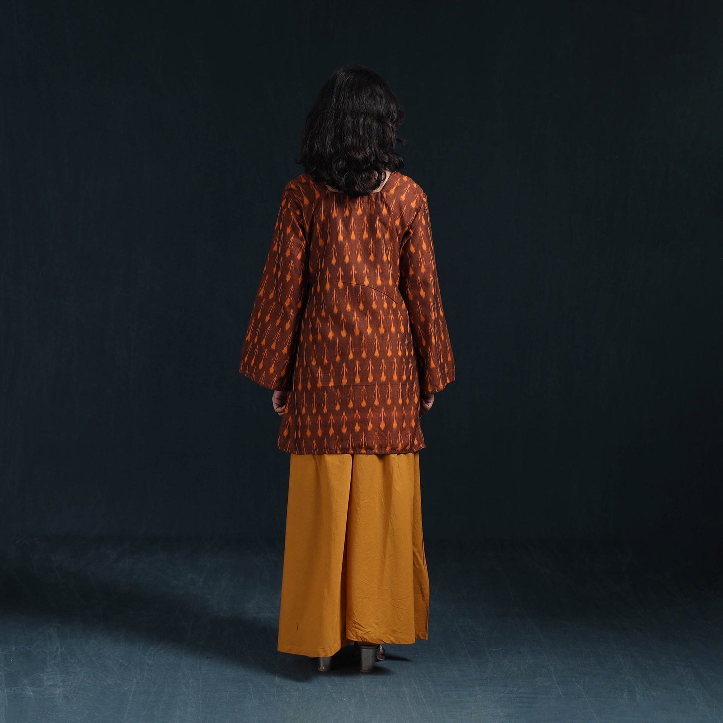 Mercerised cotton short pochampally ikat kurta for women 13