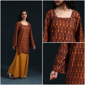 Mercerised cotton short pochampally ikat kurta for women 13