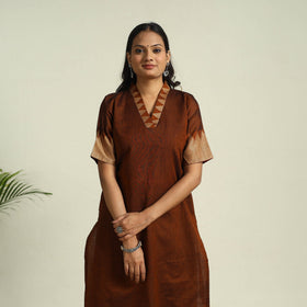  Brown Mercerised Cotton Straight Dharwad Kurta