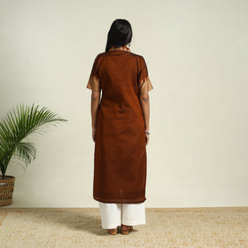  Brown Mercerised Cotton Straight Dharwad Kurta