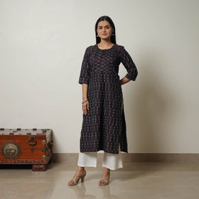 Buy Brown Mercerised Cotton Straight Pochampally Ikat Kurta