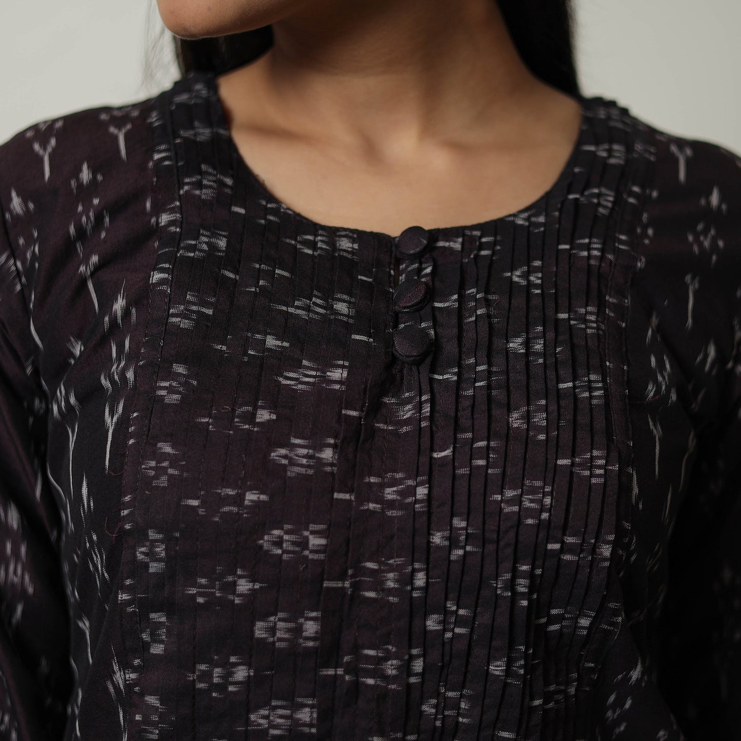 Buy Brown Mercerised Cotton Straight Pochampally Ikat Kurta