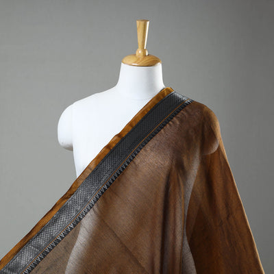  Brown Mercerised Cotton Zari Border Dharwad Fabric
