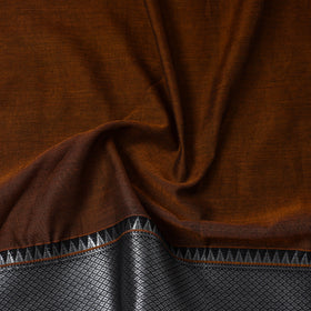  Brown Mercerised Cotton Zari Border Dharwad Fabric