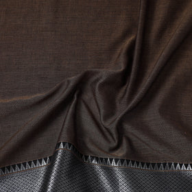  Brown Mercerised Cotton Zari Border Dharwad Fabric