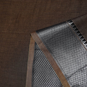  Brown Mercerised Cotton Zari Border Dharwad Fabric