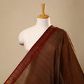  Brown Mercerised Cotton Zari Border Dharwad Fabric
