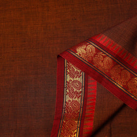  Brown Mercerised Cotton Zari Border Dharwad Fabric