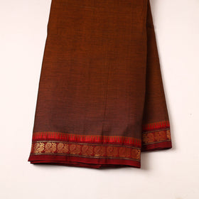  Brown Mercerised Cotton Zari Border Dharwad Fabric