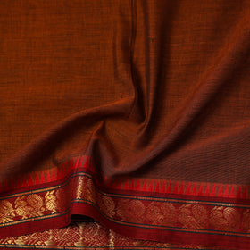  Brown Mercerised Cotton Zari Border Dharwad Fabric