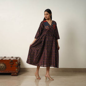  Mercerized Cotton Flared Pochampally Ikat Dress