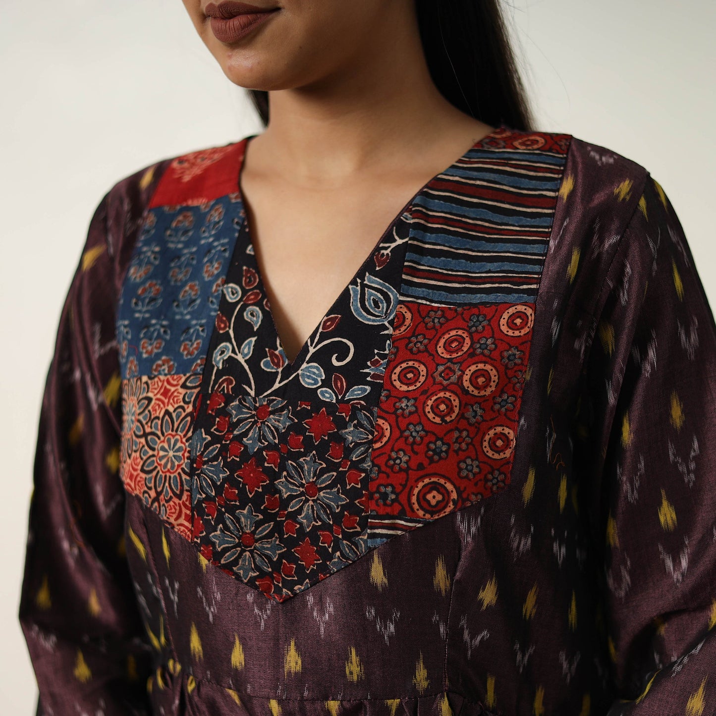  Mercerized Cotton Flared Pochampally Ikat Dress