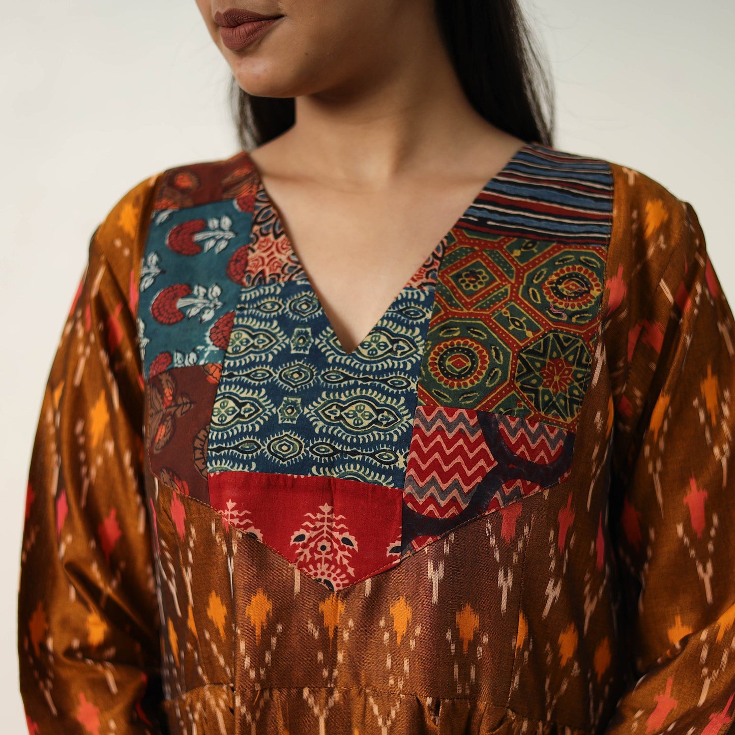  Mercerized Cotton Flared Pochampally Ikat Dress