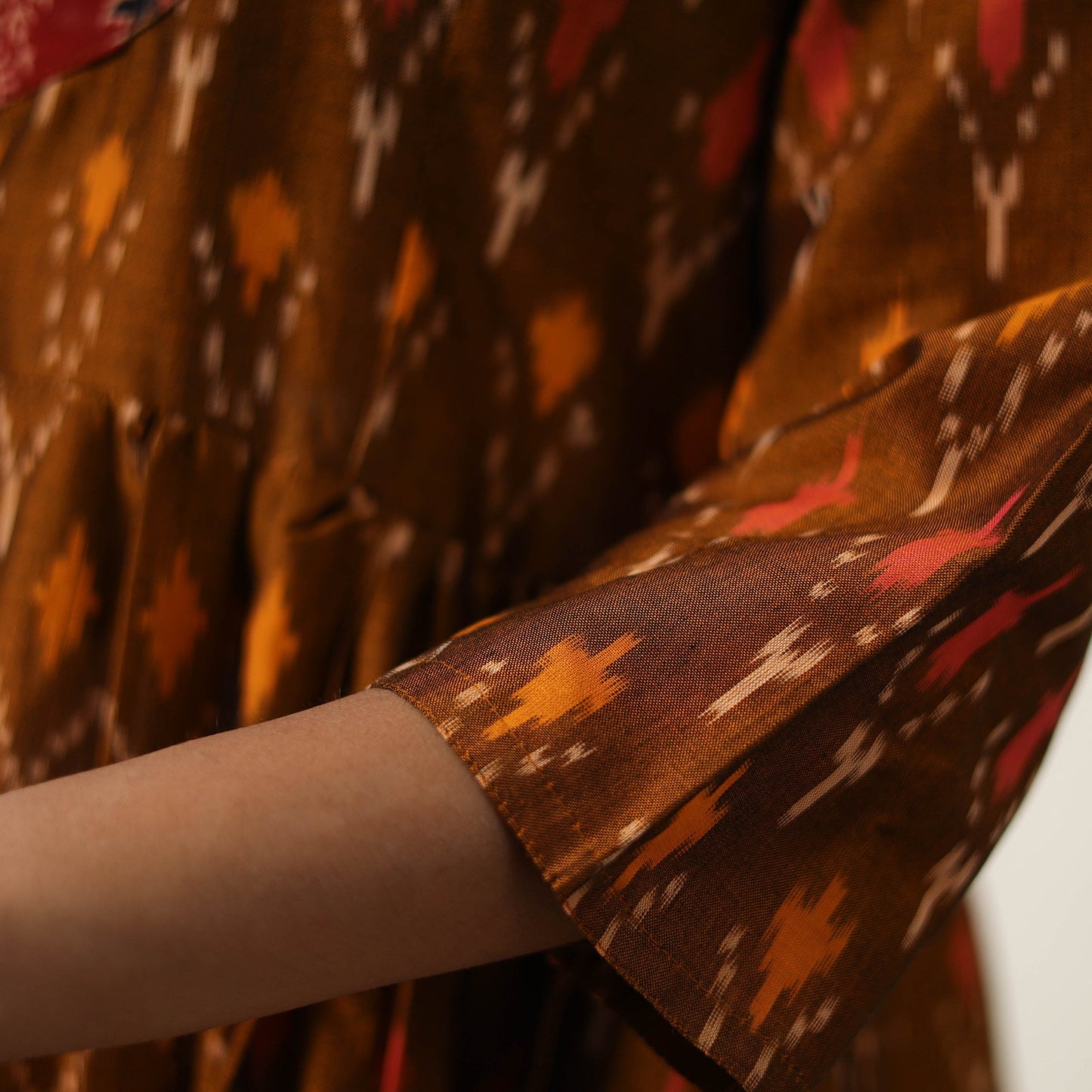  Mercerized Cotton Flared Pochampally Ikat Dress