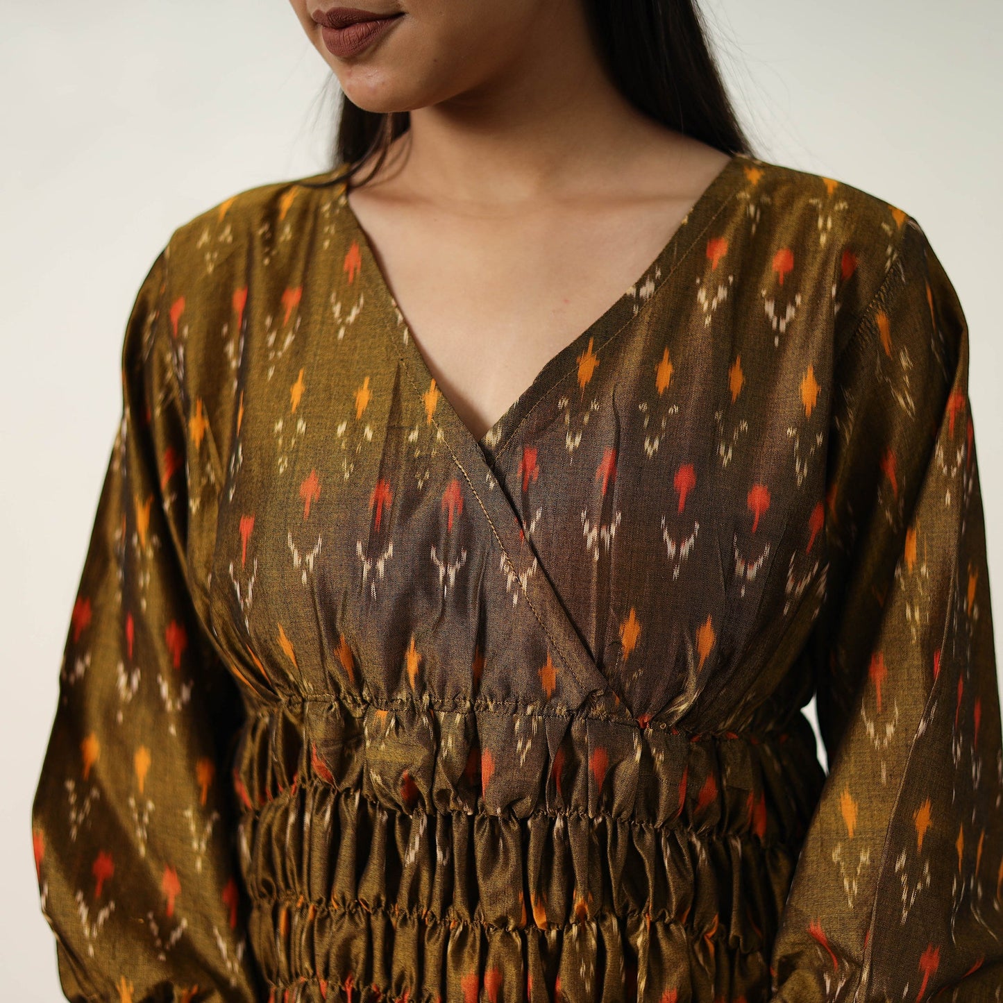 Buy Mercerized Cotton Flared Pochampally Ikat Dress