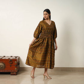 Buy Mercerized Cotton Flared Pochampally Ikat Dress