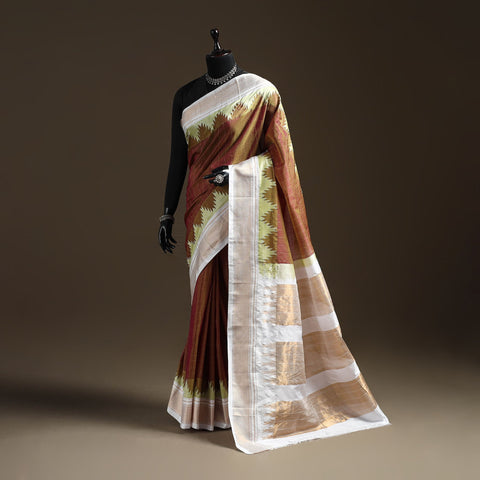 Mercerized cotton gadwal checks ilkal saree with temple