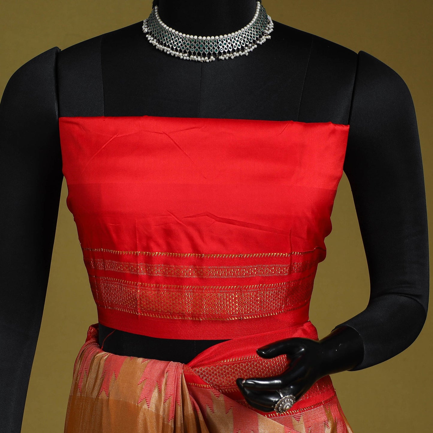 Brown - mercerized cotton ilkal saree with blouse 23