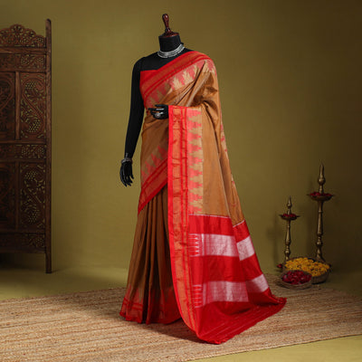 Brown - mercerized cotton ilkal saree with blouse 23