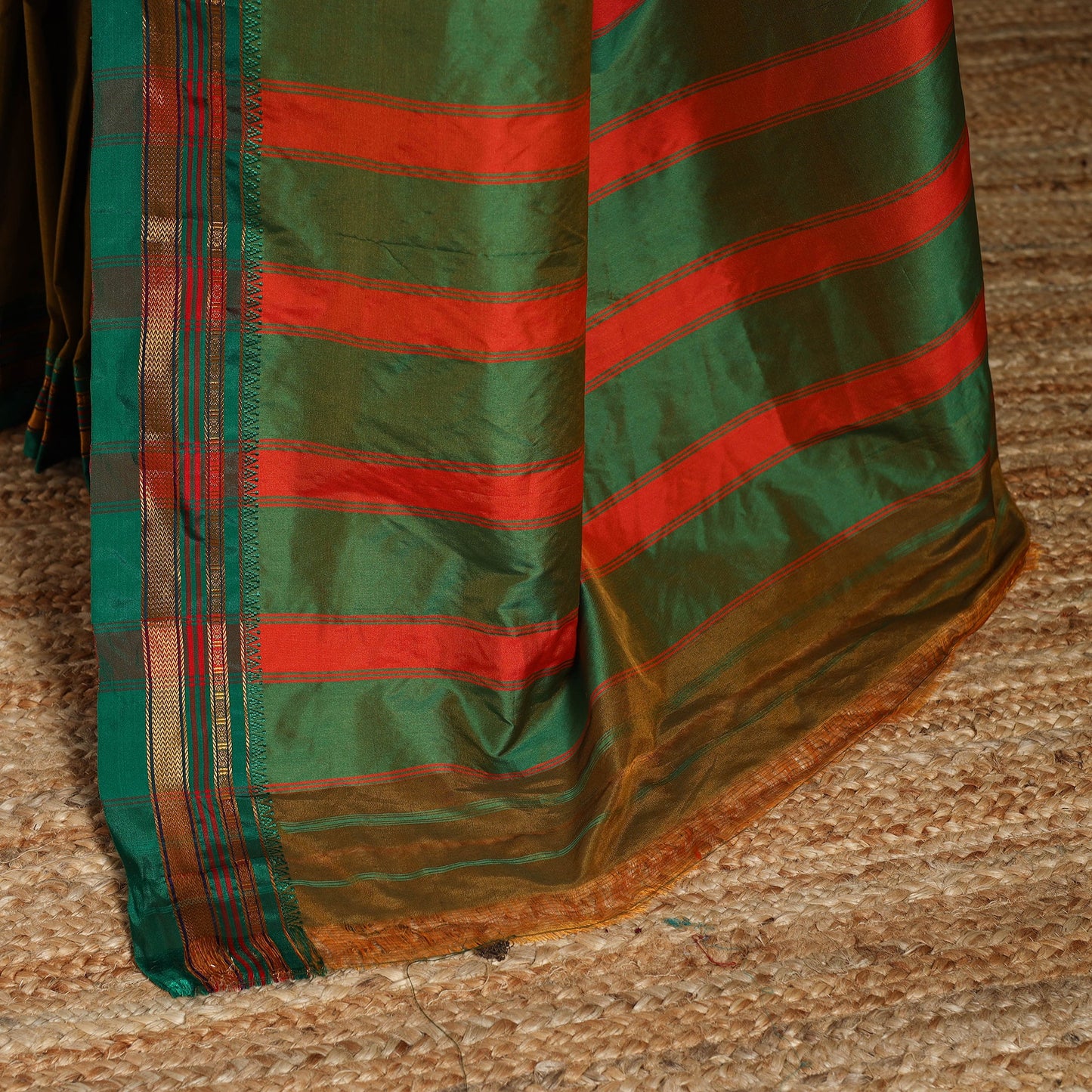 Brown - mercerized cotton ilkal saree with border 16